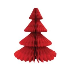 Red Christmas Tree Honeycomb Paper Centerpiece 12in