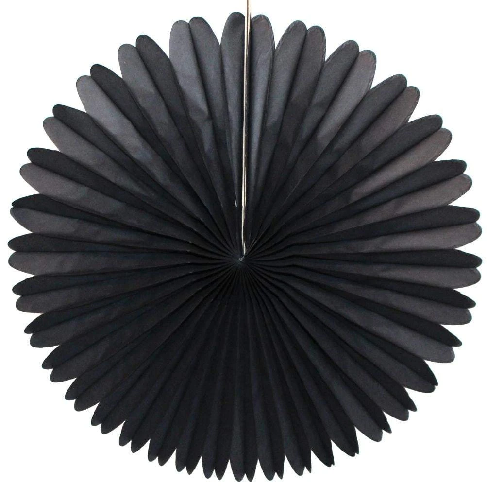 Black Tissue Paper Fan 13"