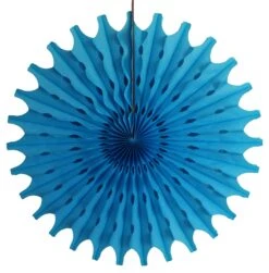 Turquoise Tissue Paper Fan 18"