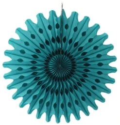 Teal Tissue Paper Fan 18"