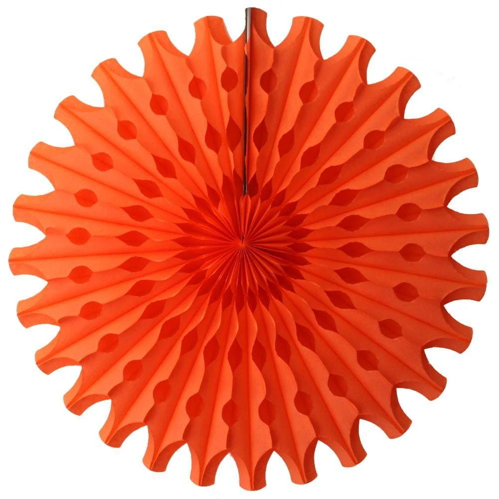 Orange Tissue Paper Fan 18"