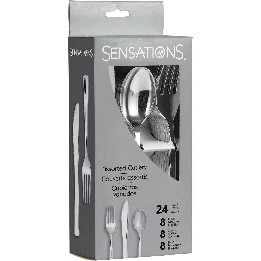 Creative Converting Silver Premium Plastic Cutlery Set For 8 - Image 2