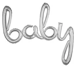 Air-Filled Silver Baby Script Letter Balloon 39"