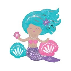 Air-Filled Sitting Shimmer Mermaid Balloon 18"