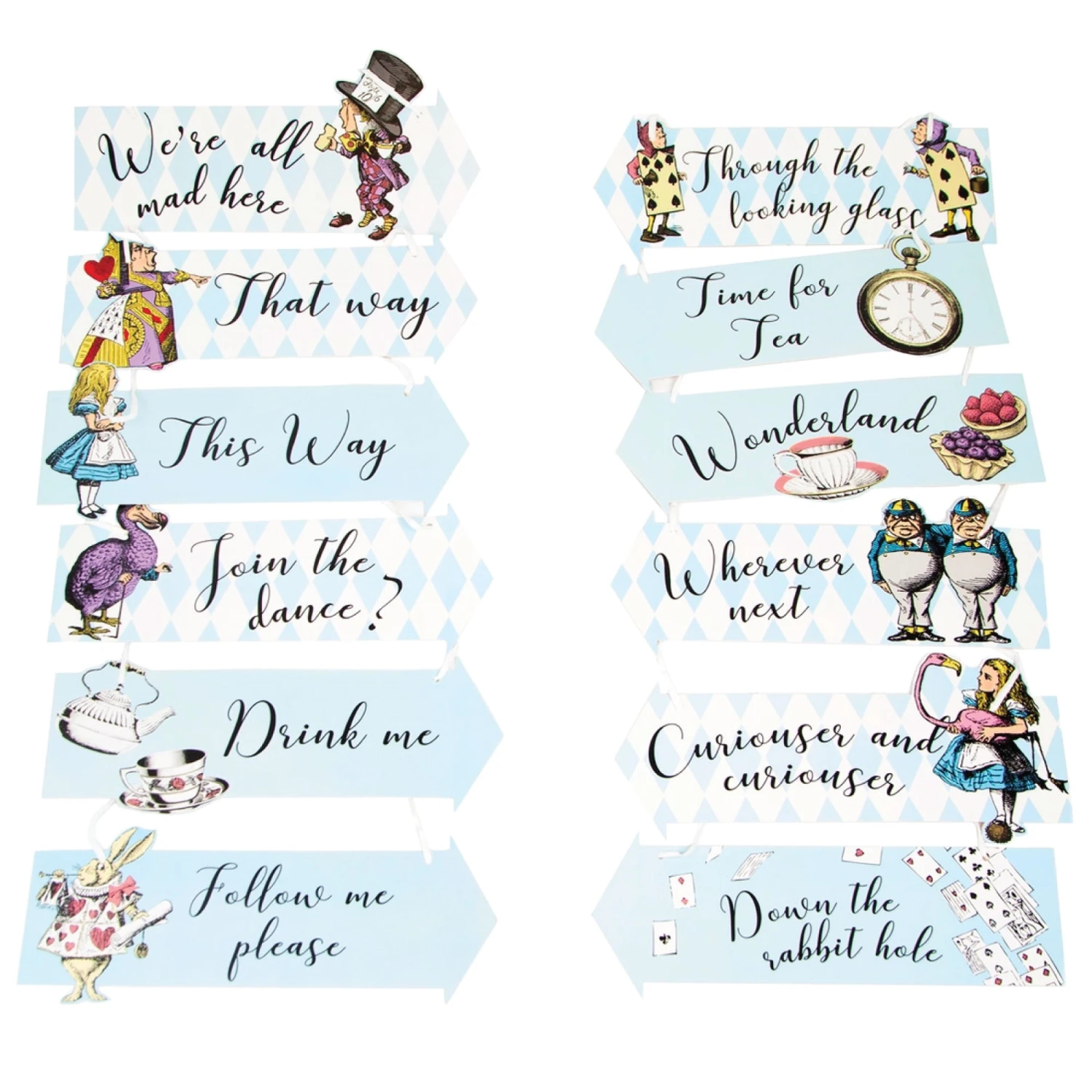 Talking Tables Alice In Wonderland Party Sign Decorations 12ct