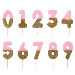 Talking Tables Pink & Gold Glitter Dipped Number Birthday Candle
