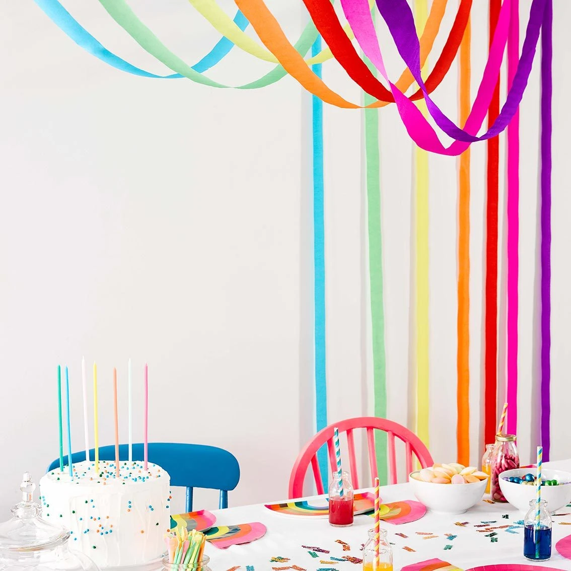 Talking Tables Bright Rainbow Party Streamers 7ct - Image 2
