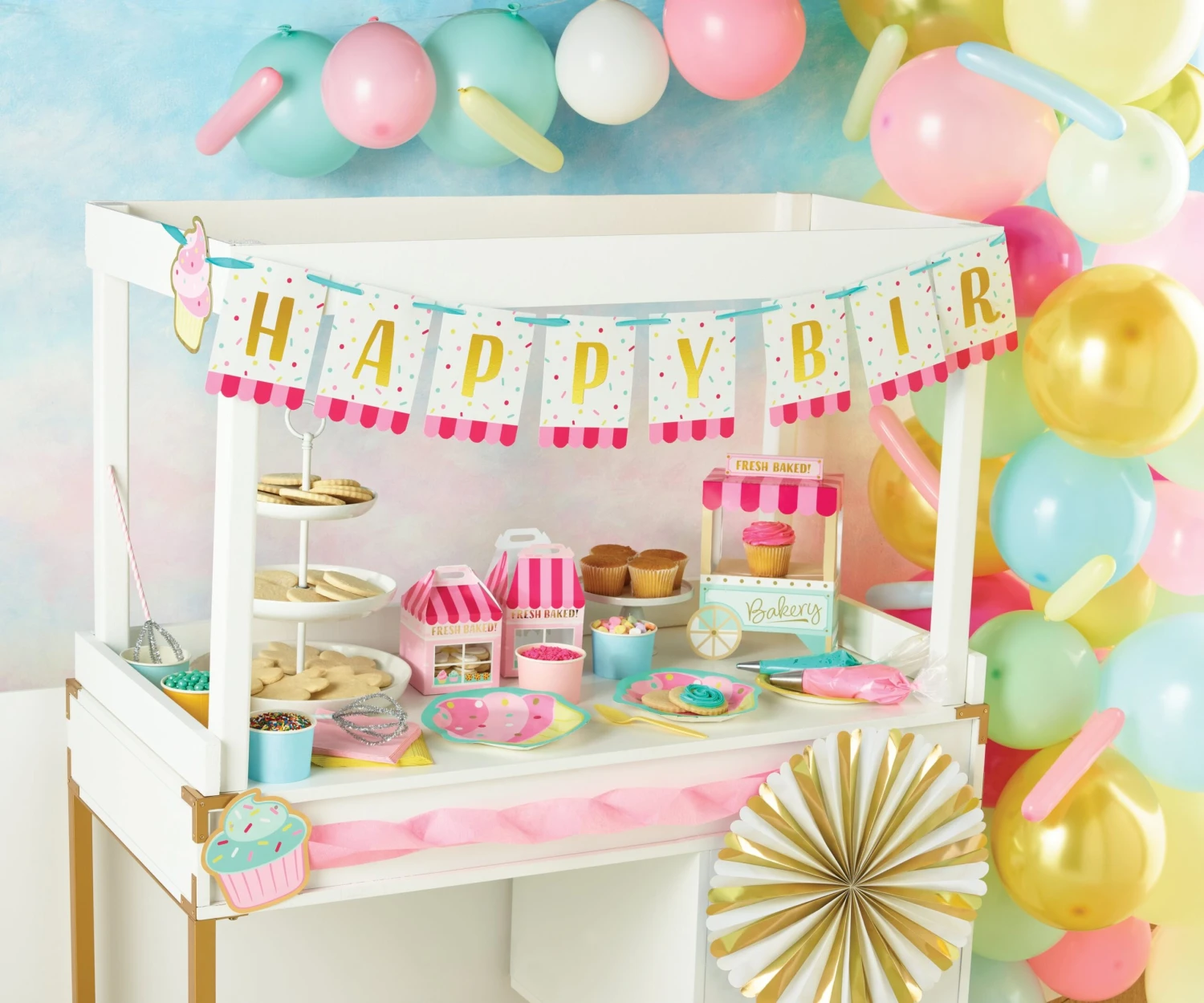 Creative Converting Cupcake Happy Birthday Banner 8ft - Image 2