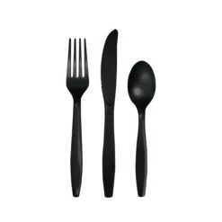 Creative Converting BLACK Premium Plastic Cutlery Set For 8