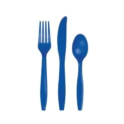Creative Converting Cobalt Blue Premium Plastic Cutlery Set For 8