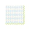 Blue & Cream Rhombus Scalloped Lunch Napkins 20ct