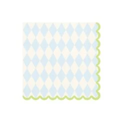 Blue & Cream Rhombus Scalloped Lunch Napkins 20ct