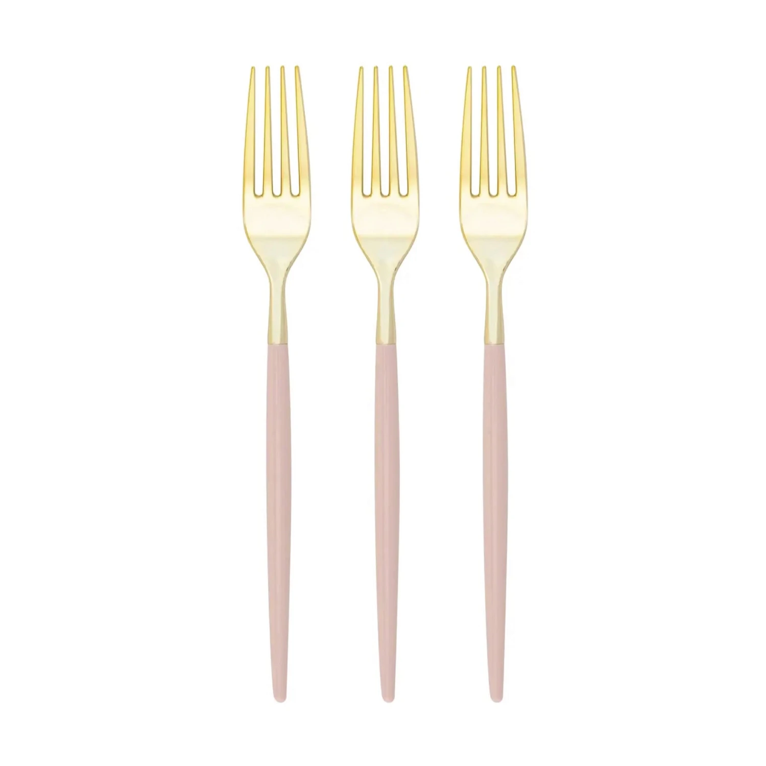 Blush Pink & Gold Plastic Forks 32ct