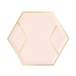Blush Pink & Gold Hexagon Dessert Plates 8ct
