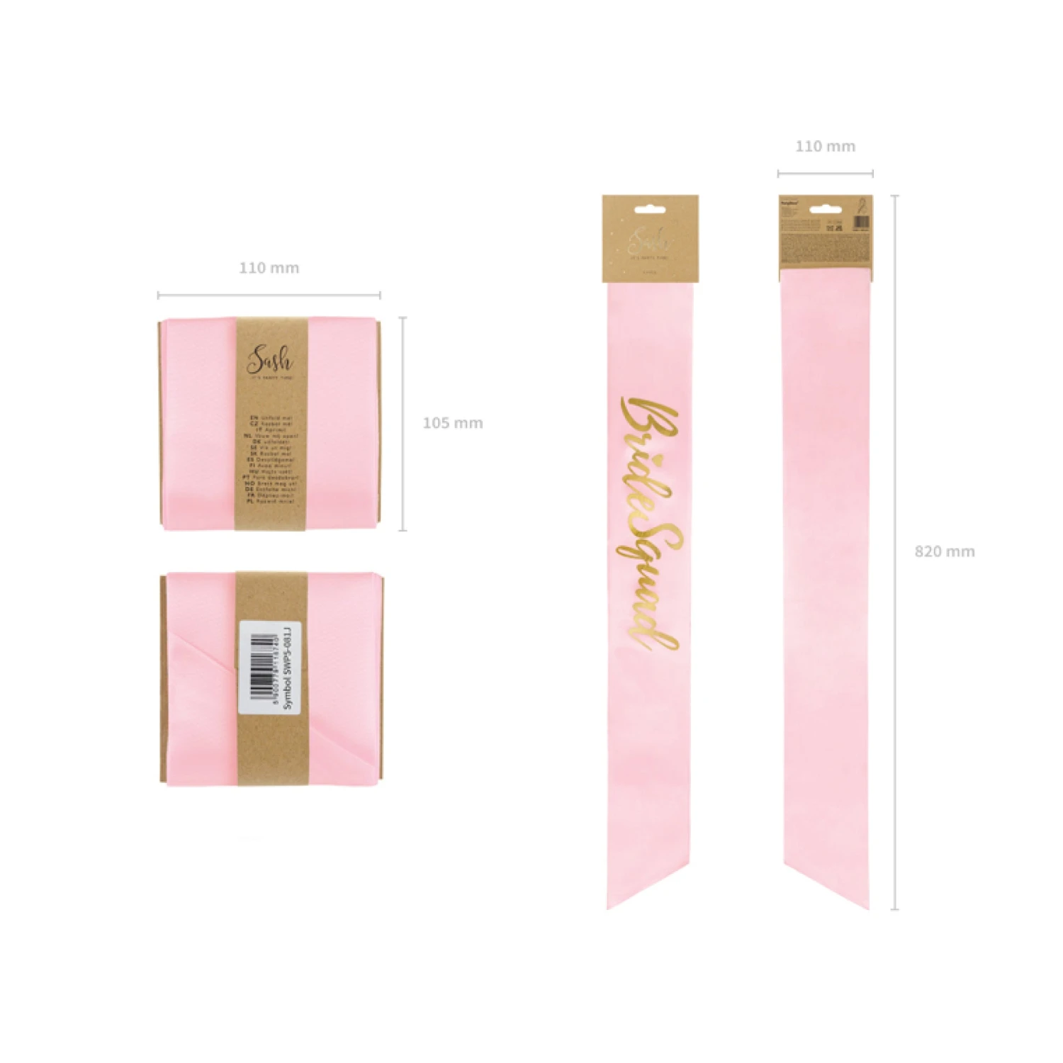 Pink & Gold Bride Squad Sash - Image 2