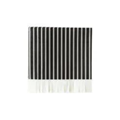 Cream & Black Striped Fringe Dessert Napkins 24ct
