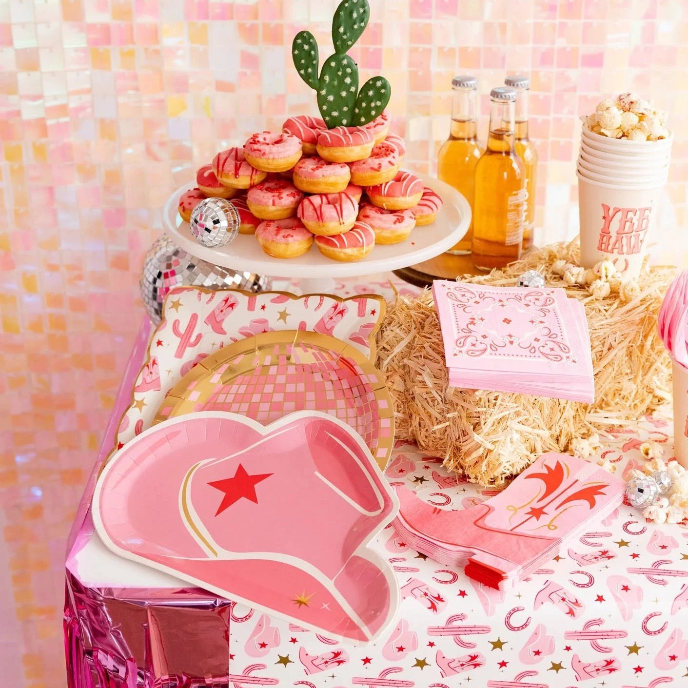 Pink Western Cowgirl Paper Table Runner 10ft - Image 2
