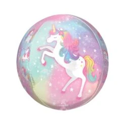 Enchanted Unicorn Plastic Orbz Balloon 15in