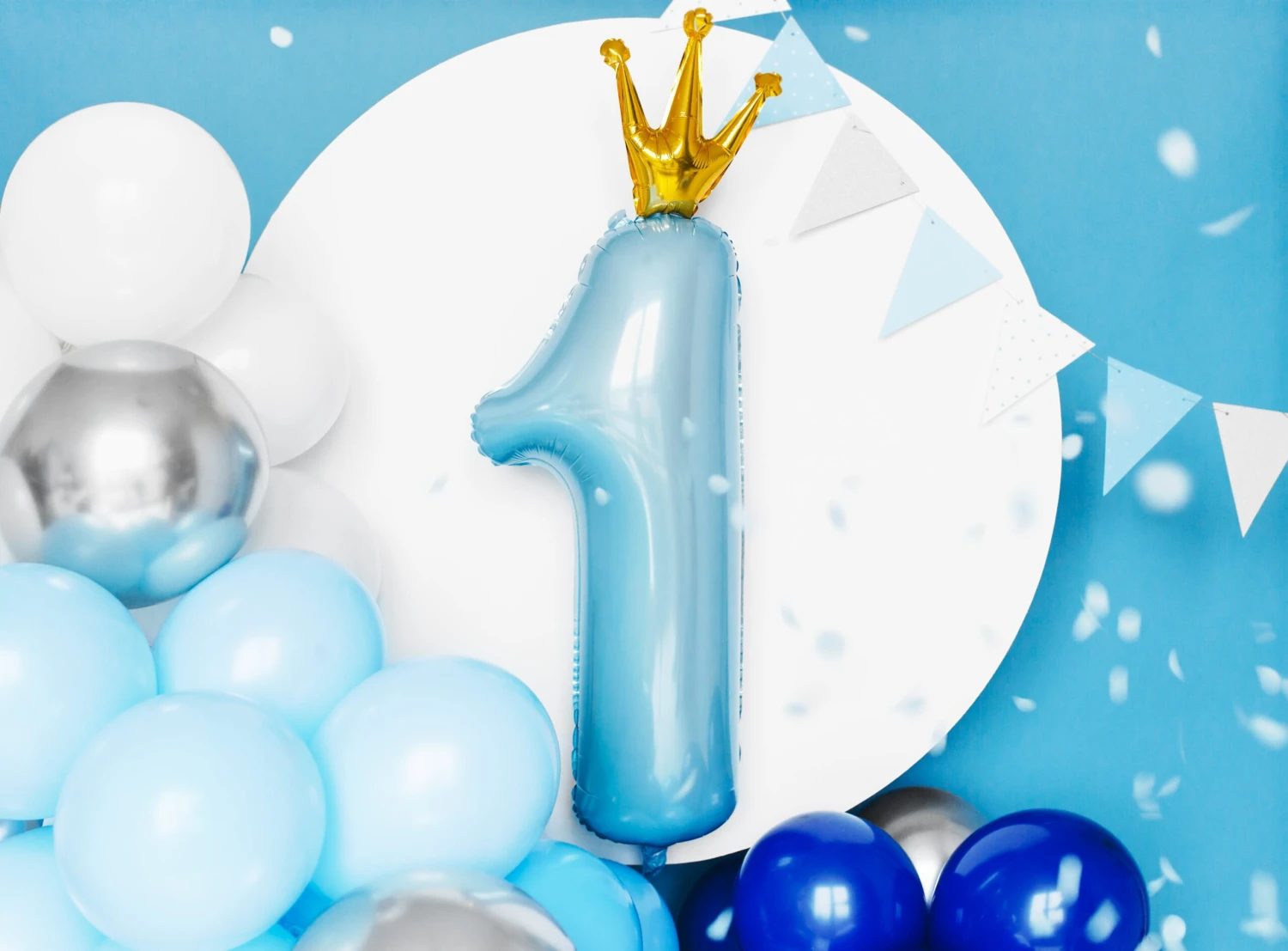 Light Blue Prince Foil Number 1 Balloon 35.5in - Image 3