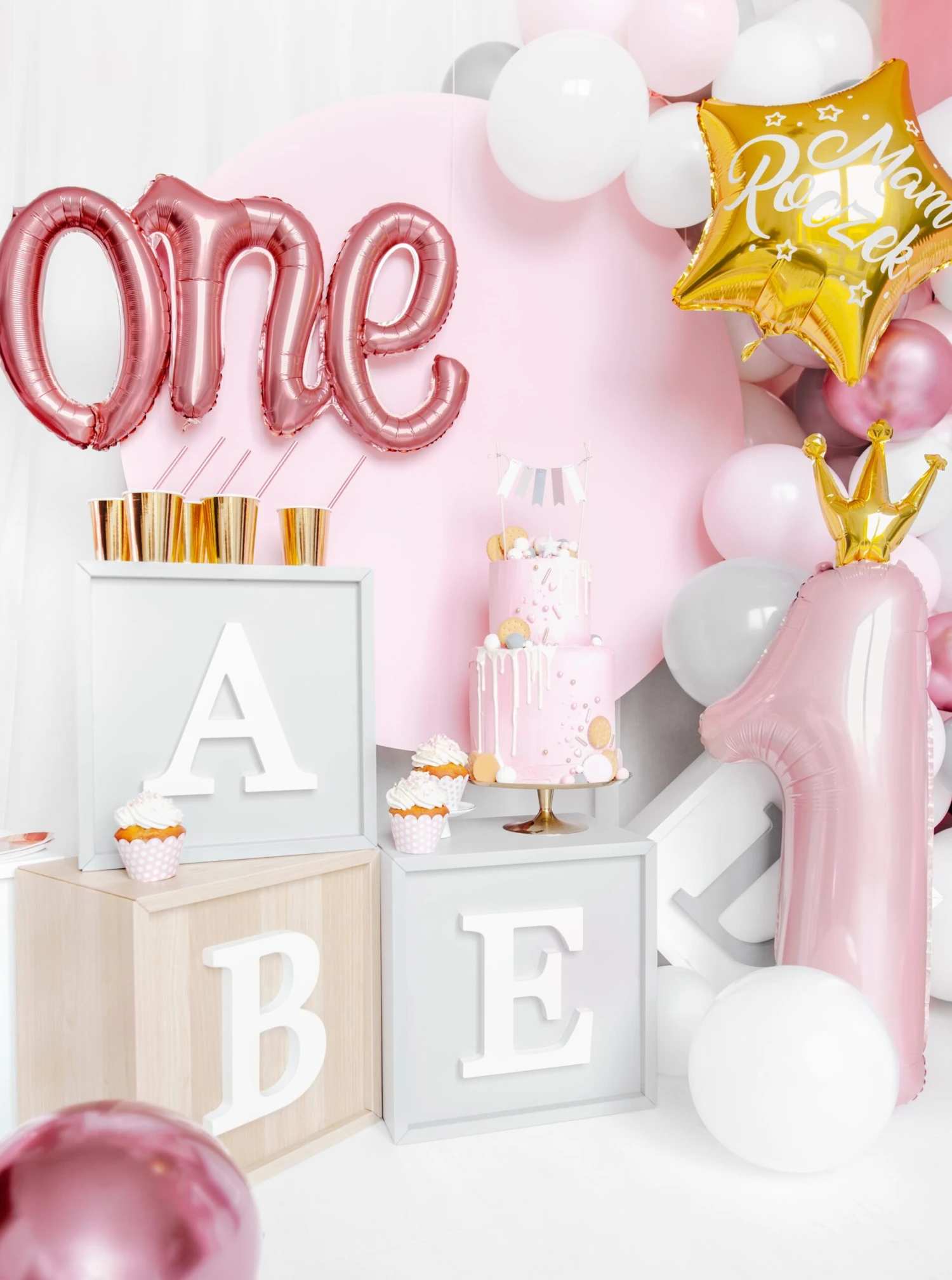 Princess Pink Foil Number 1 Balloon 35.5in - Image 4
