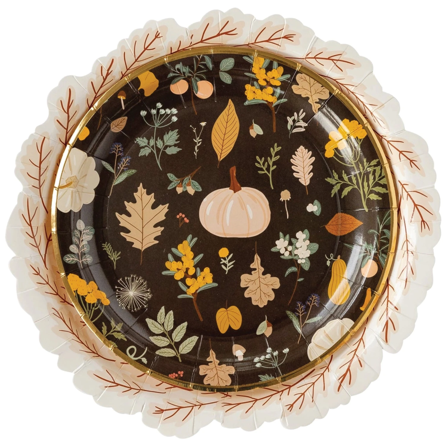 Fall Leaf Wreath Lunch Plates 8ct - Image 2