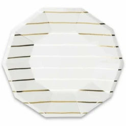 Frenchie Metallic Gold Striped Lunch Plates 8ct