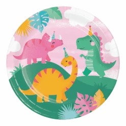 Creative Converting Girl Dinosaur Party Lunch Plates 8ct