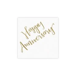 Gold Happy Anniversary Dessert Napkins 20ct
