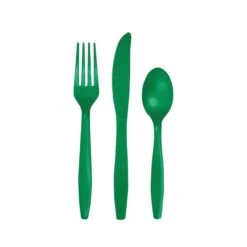 Creative Converting Emerald Green Premium Plastic Cutlery Set For 8