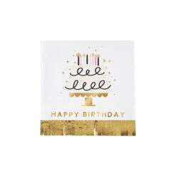 Happy Birthday Cake Fringed Dessert Napkins 20ct