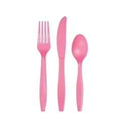 Creative Converting Candy Pink Premium Plastic Cutlery Set For 8