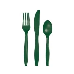 Creative Converting Hunter Green Premium Plastic Cutlery Set For 8