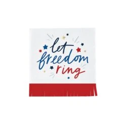 Let Freedom Ring Fringe Dessert Napkins 20ct