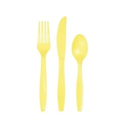 Creative Converting Mimosa Yellow Plastic Cutlery Service For 8