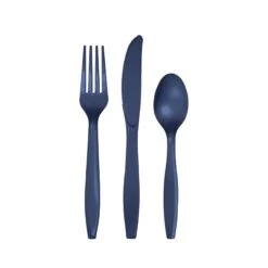 Creative Converting Navy Plastic Cutlery Set For 8