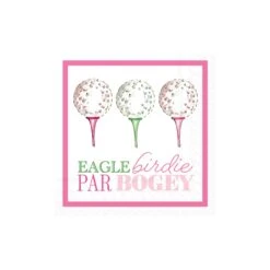 Pink Eagle Birdie Par Bogey Golf Dessert Napkins 20ct
