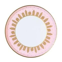 Pink Gingerbread House Village Dessert Plates 8ct