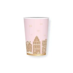 Pink Gingerbread House Village Paper Cups 8ct