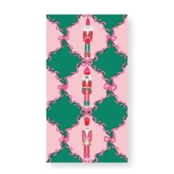 Lattice & Pink Christmas Nutcrackers Paper Guest Towels 20ct