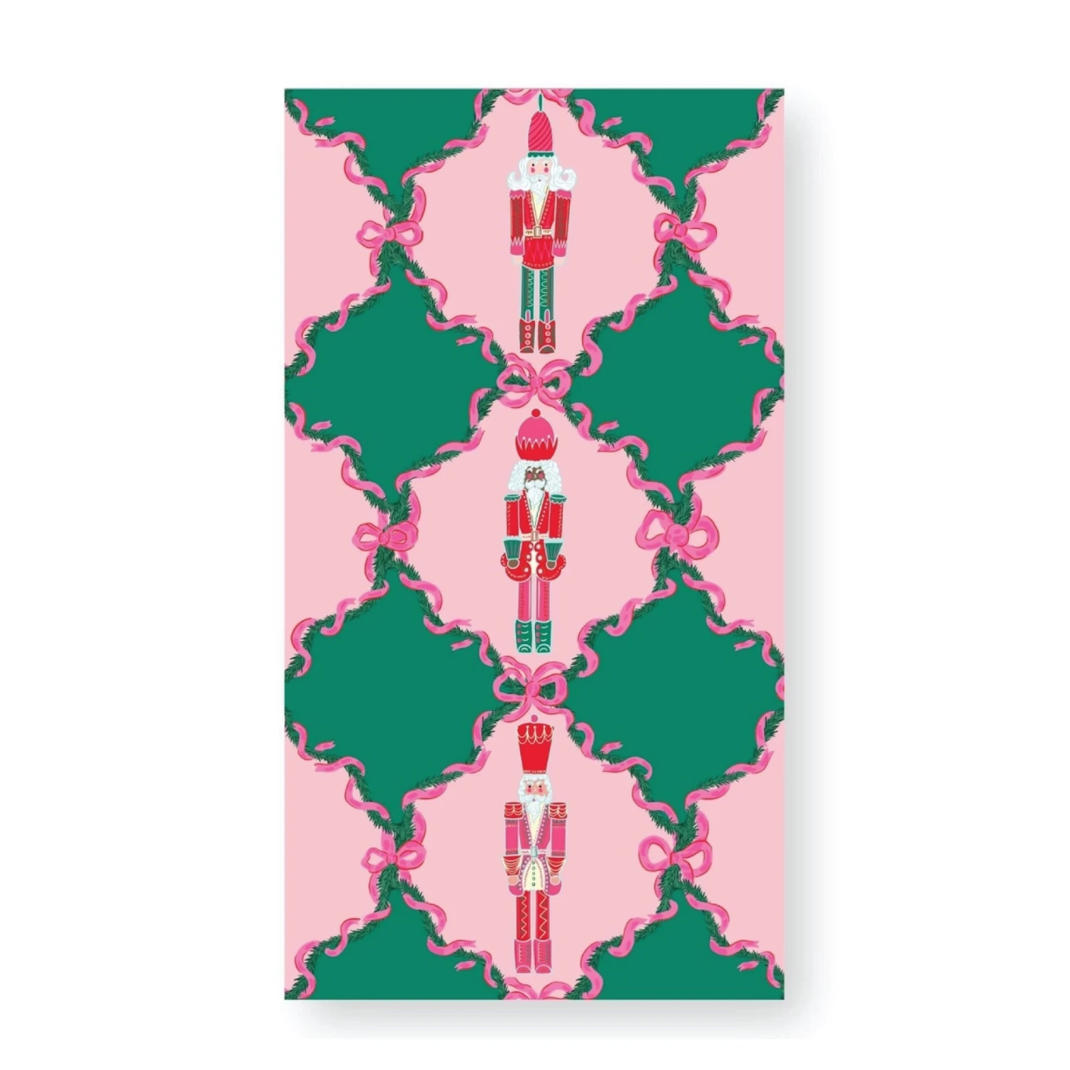 Lattice & Pink Christmas Nutcrackers Paper Guest Towels 20ct