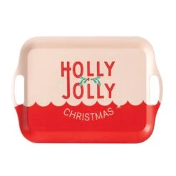 Pink & Red Holly Jolly Christmas Bamboo Platter