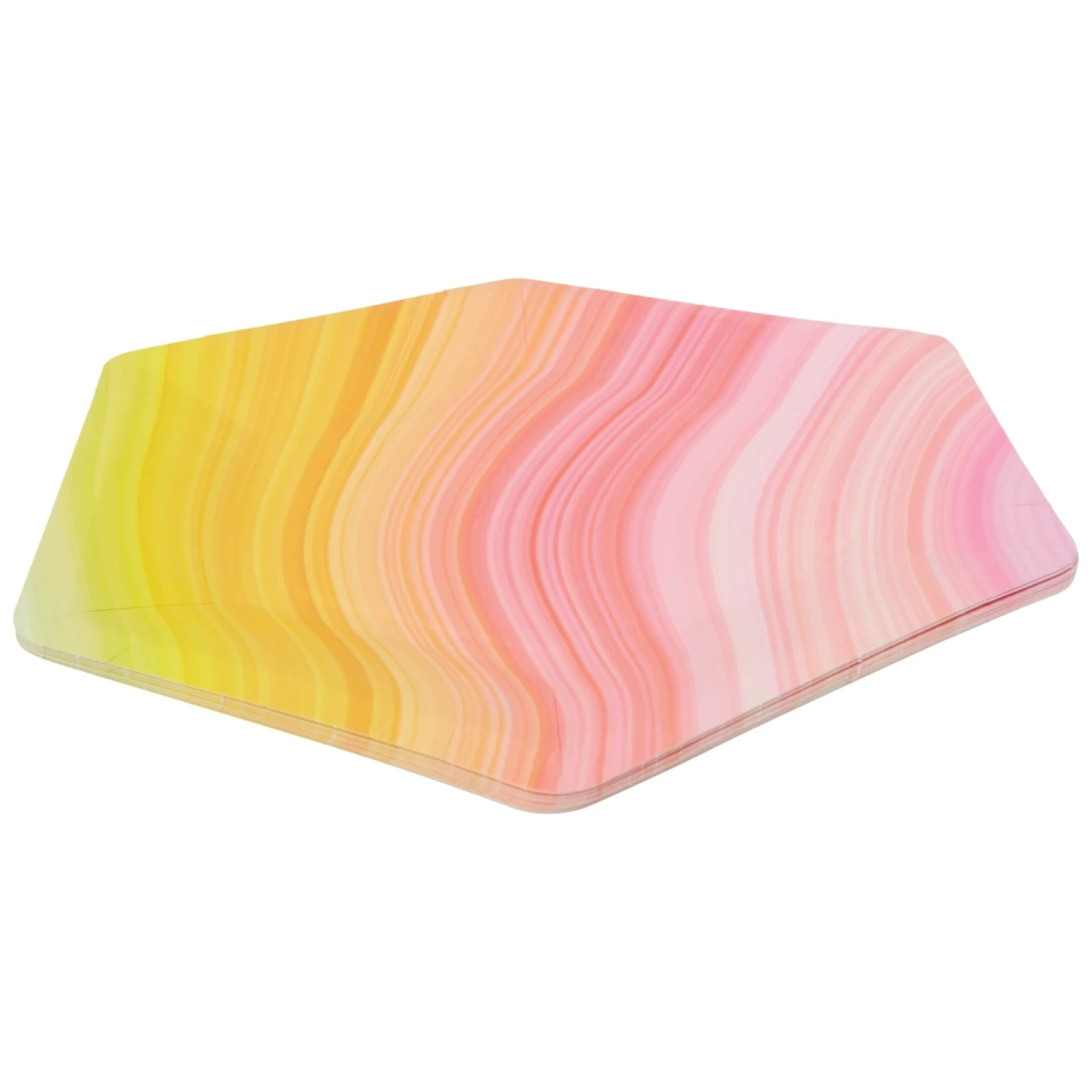 Pink & Yellow Ombre Swirl Hexagon Dinner Plates 8ct - Image 2