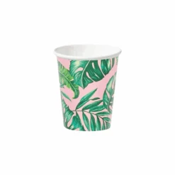 Pink Palm Leaf Paper Cups 10ct