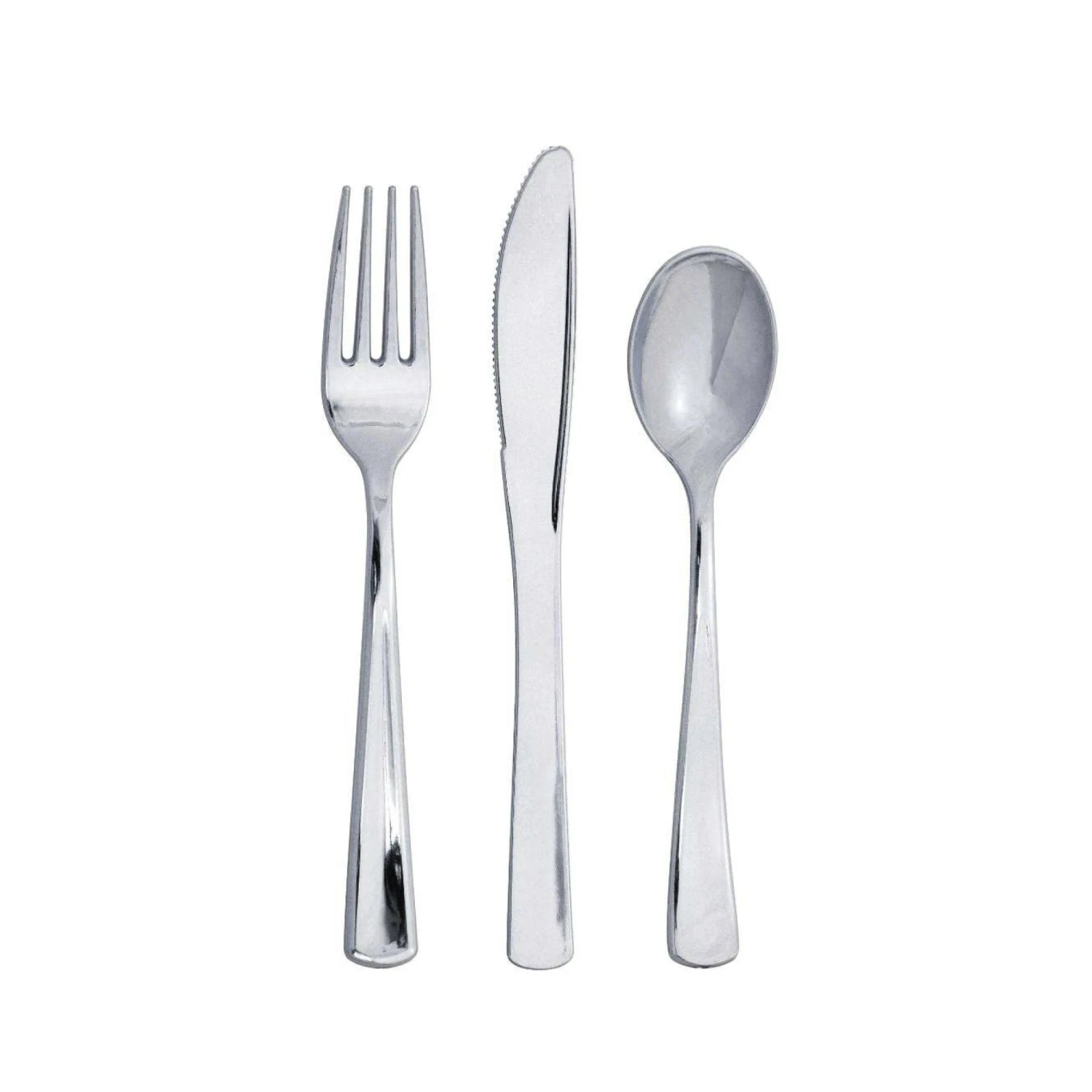 Creative Converting Silver Premium Plastic Cutlery Set For 8