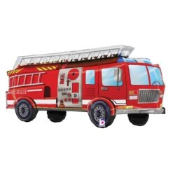 Red Ladder Fire Truck Foil Balloon 34in
