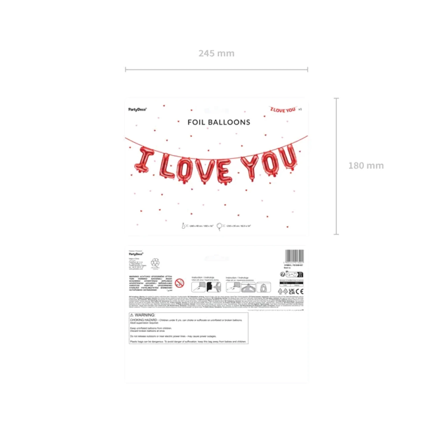 Air-Filled Red I Love You Letter Balloon Banner 7ft - Image 2