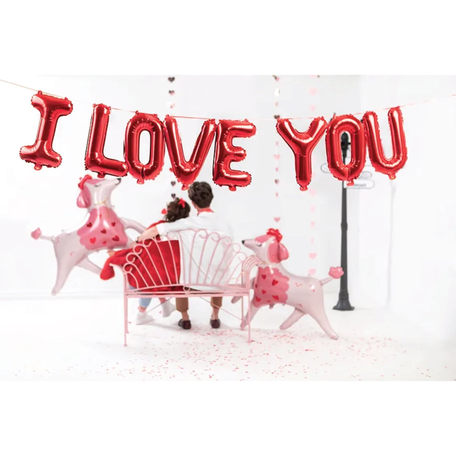 Air-Filled Red I Love You Letter Balloon Banner 7ft - Image 3