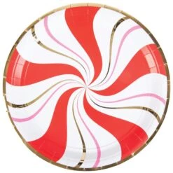 Red & Pink Christmas Candy Swirl Dinner Plate 8ct