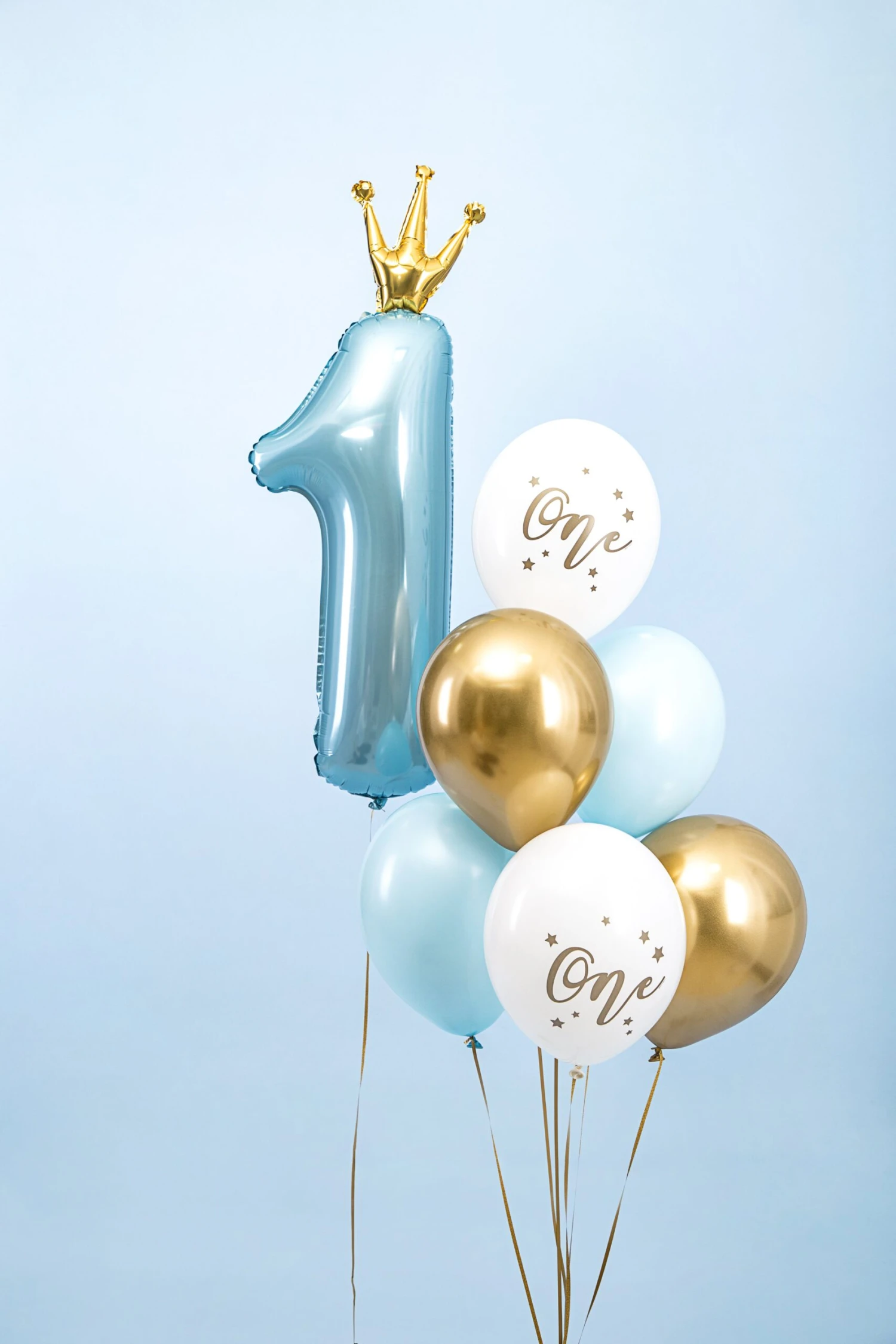 Light Blue Prince Foil Number 1 Balloon 35.5in - Image 2