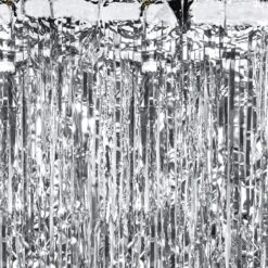 Silver Fringe Curtain Backdrop 3ft
